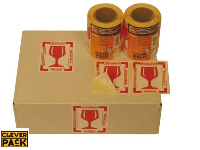 Cleverpack Etiket Breekbaar rood 80x100mm Cleverpack Etiket Breekbaar rood 80x100mm