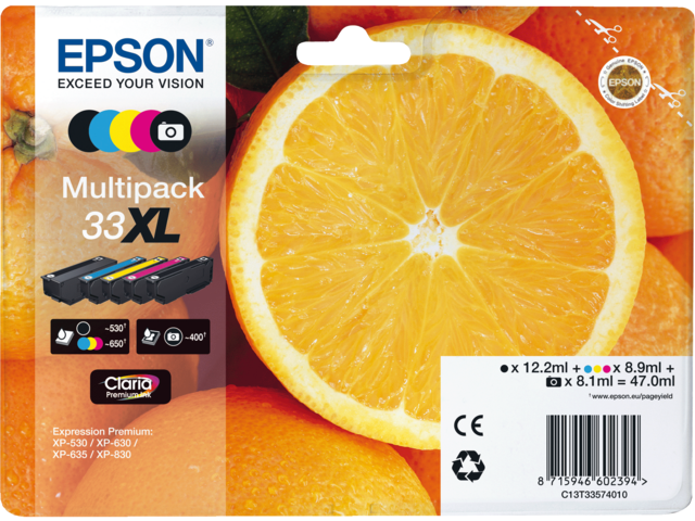 2890562 inkcartridge epson 33xl t3357 2x zwart 3 kleuren
