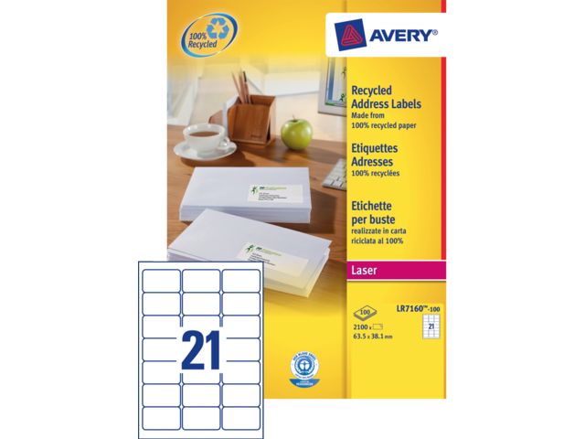 LR7160-100 etiket avery lr7160-100 63.5x38.1mm 2100st recy