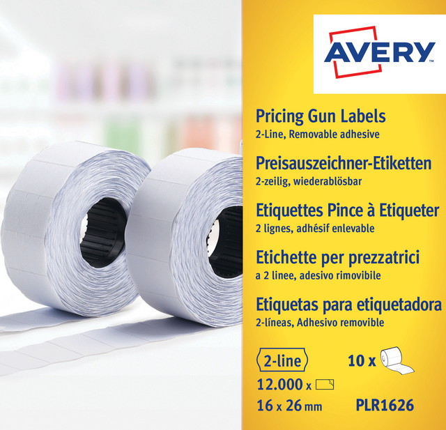 Prijsetiket Avery PLR1626 16x26mm afneembaar wit Prijsetiket Avery PLR1626 16x26mm afneembaar wit