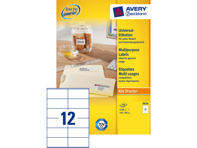 3424 etiket avery zweck 3424 105x48mm 1200st
