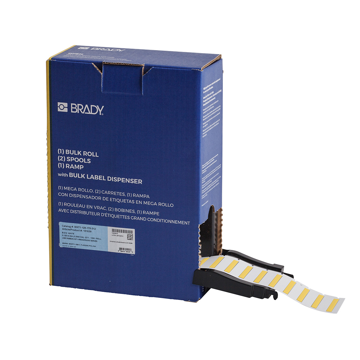 174424-BM-125-175-312-YL PermaSleeve® commerciële hittekrimpende labels voor M610, M611, BMP61, M710 en BMP71, 44,45 mm (B) x 5,97 mm (H), Geel