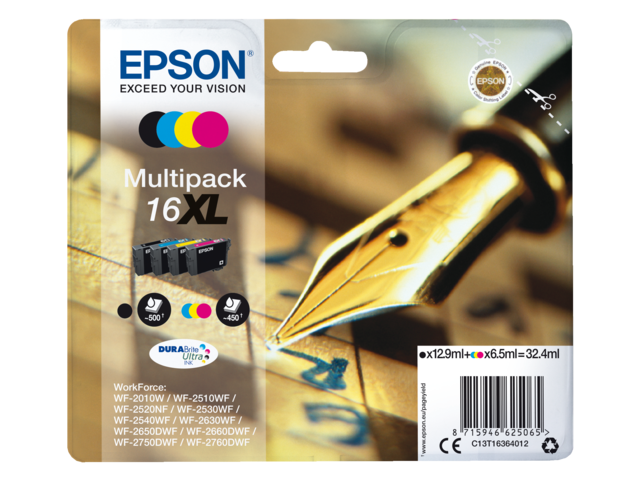 2666407 inkcartridge epson 16xl t1636 zwart + 3 kleuren