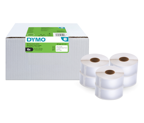Dymo 2093094 etiket 11354, 6-pack 32x57mm wit papier, verwijderbaar
