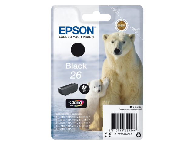 2666465 inkcartridge epson 26 t2601 zwart