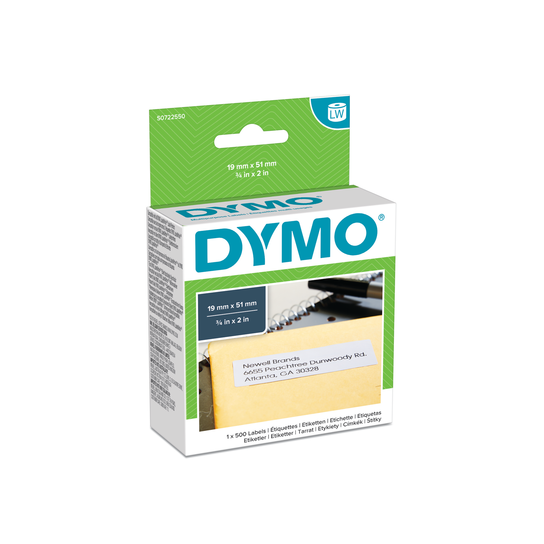 Dymo S0722550 / 11355 19x51mm verwijderbare multifunctionele etiketten