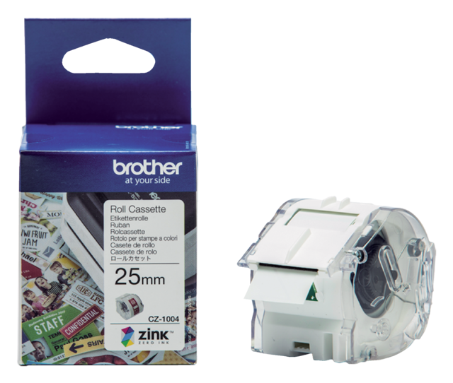 Etiket Brother CZ-1004 multifunctioneel 25mm 1 rol á 5m wit Etiket Brother CZ-1004 multifunctioneel 25mm 1 rol á 5m wit