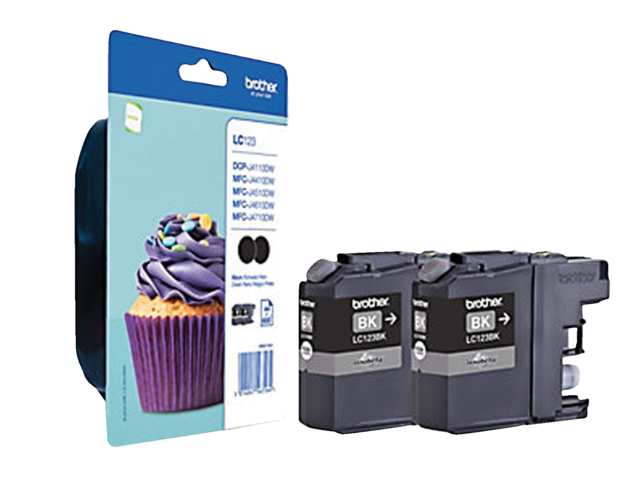 LC123BKBP2 inkcartridge brother lc-123 2x zwart
