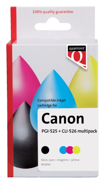 Inktcartridge Quantore alternatief tbv Canon PGI-525+CLI-526 2 zwart + 3 kleuren Inktcartridge Quantore alternatief tbv Canon PGI-525+CLI-526 2 zwart + 3 kleuren