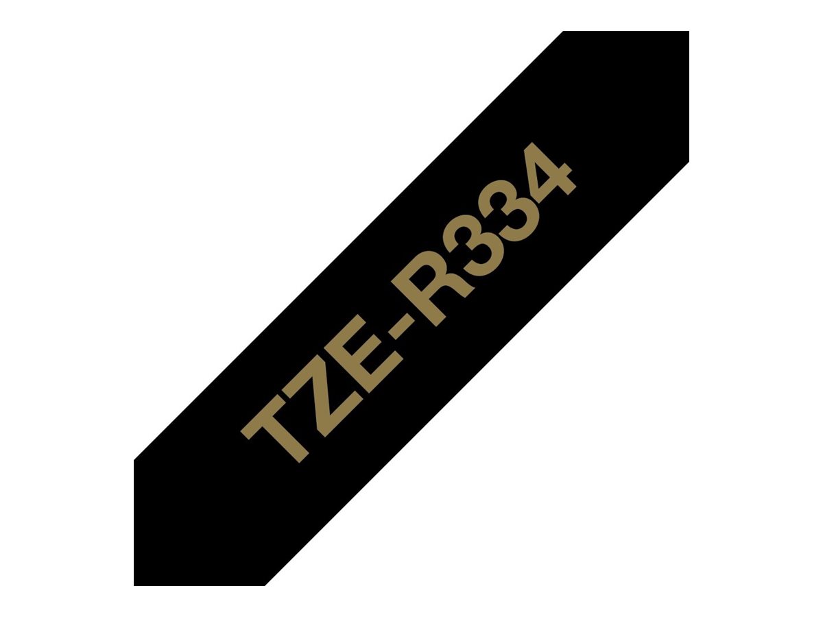 TZE-R334 stoffen lint goud op zwart, 12mm x 4m