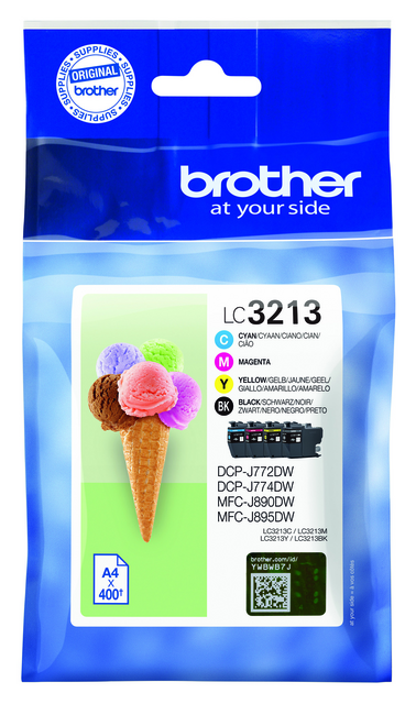 Inktcartridge Brother LC-3213 zwart + 3 kleuren Inktcartridge Brother LC-3213 zwart + 3 kleuren