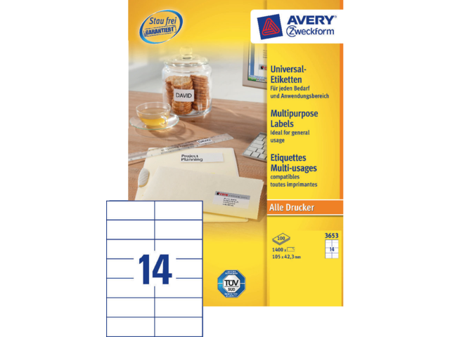 3653 label avery zweck 3653 105x42.3mm 1400pcs