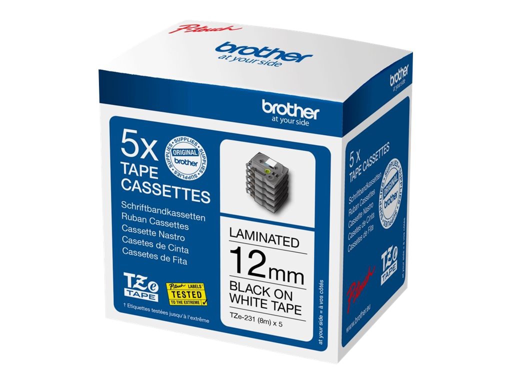 Brother TZe-231M5 multipack 12mm zwart op wit Brother TZe-231M5 multipack 12mm zwart op wit