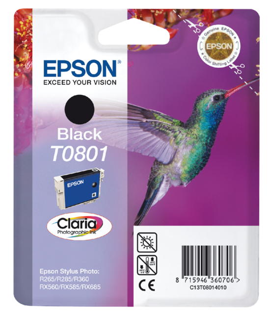 Inktcartridge Epson T0801 zwart Inktcartridge Epson T0801 zwart