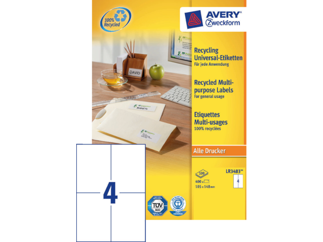 LR3483 etiket avery zweck lr3483 105x148mm 400st recy