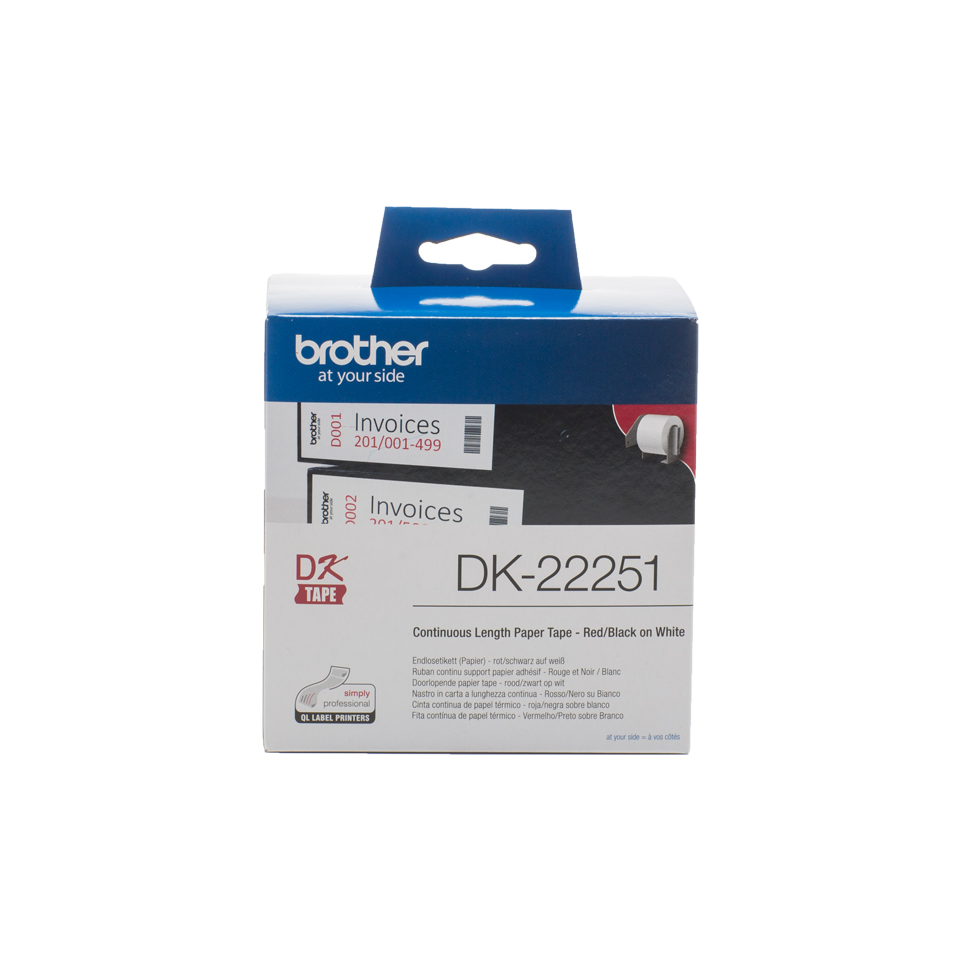 Brother DK-22251 Zwart op wit + rode header DK labelprinter-tape