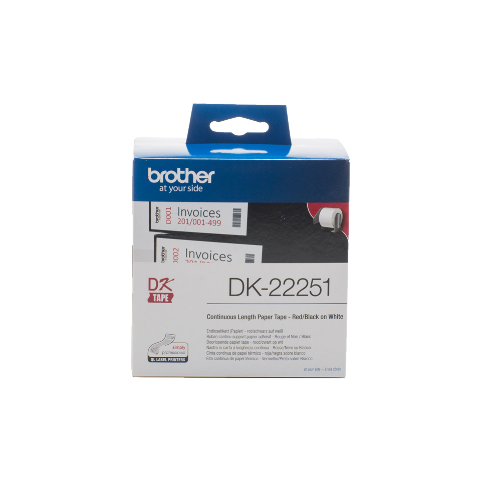 Brother DK-22251 Zwart op wit + rode header Brother DK-22251 Zwart op wit + rode header