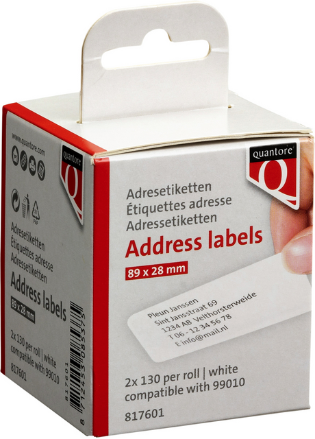 LABEL ETIKET QUANTORE 99010 89MMX28MM ADRES WT