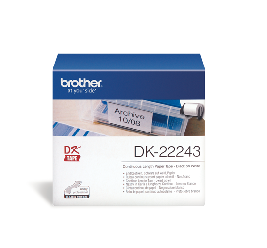 DK-22243 Doorlopend papier tape 102 mm x 30,48m - wit - zelfklevend