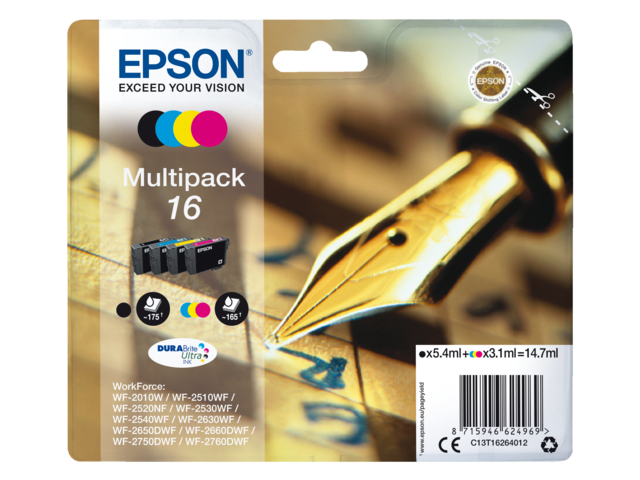 2666378 inkcartridge epson 16 t1626 zwart + 3 kleuren