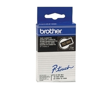 Brother TC-301 Tape, goud op zwart, 12mm.