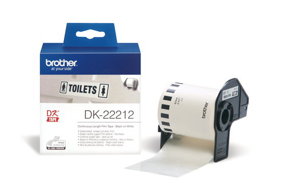 DK-22212 Doorlopende duurzame film, 62 mm x 15,24 m - wit - zelfklevend