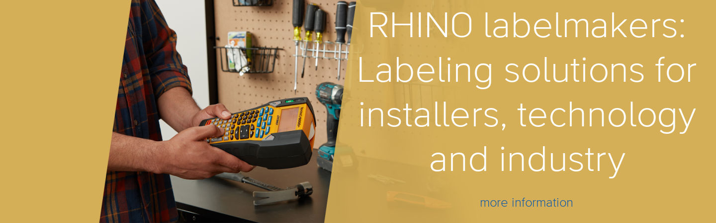 Rhino labelmakers: Labeling solutions for installers, technology and industry Rhino banner English