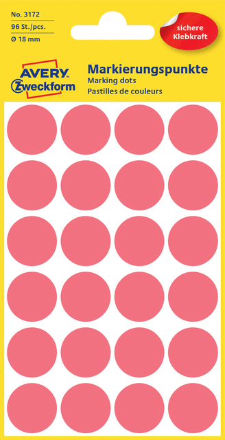 3172 etiket avery zweck 3172 18mm lichtrood 96st