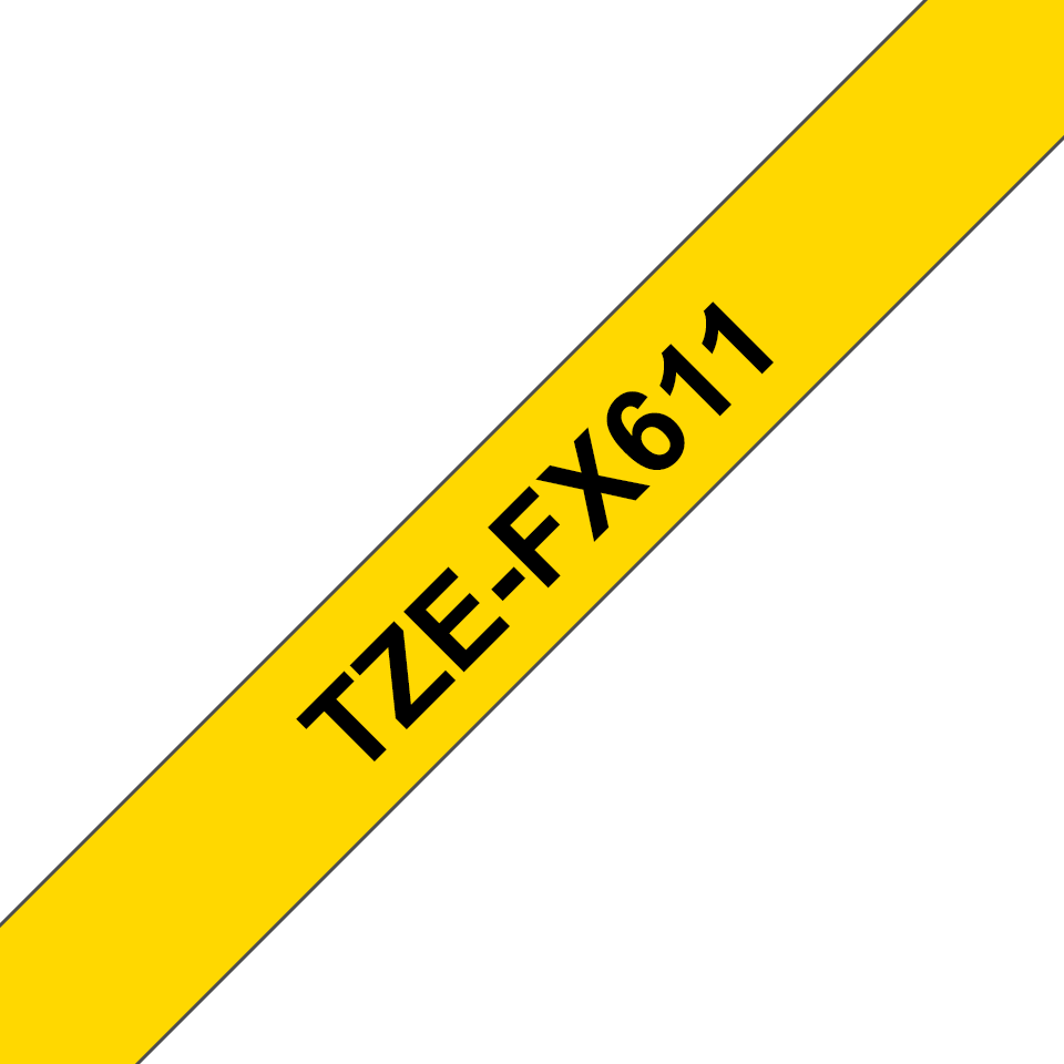 TZe-FX611 6mm Zwart op Geel - flexibel