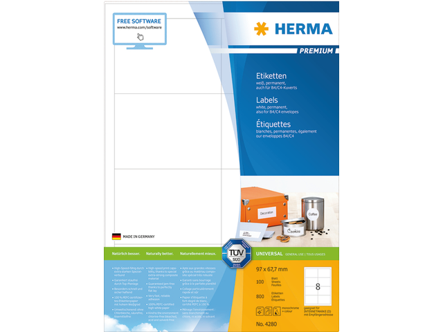 4280 etiket herma 4280 97x67.7mm premium a4 800st