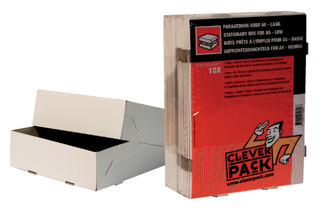 Paraatdoos CleverPack A5 218x155x55mm voor 500 vel wit pak à 10 stuks Paraatdoos CleverPack A5 218x155x55mm voor 500 vel wit pak à 10 stuks