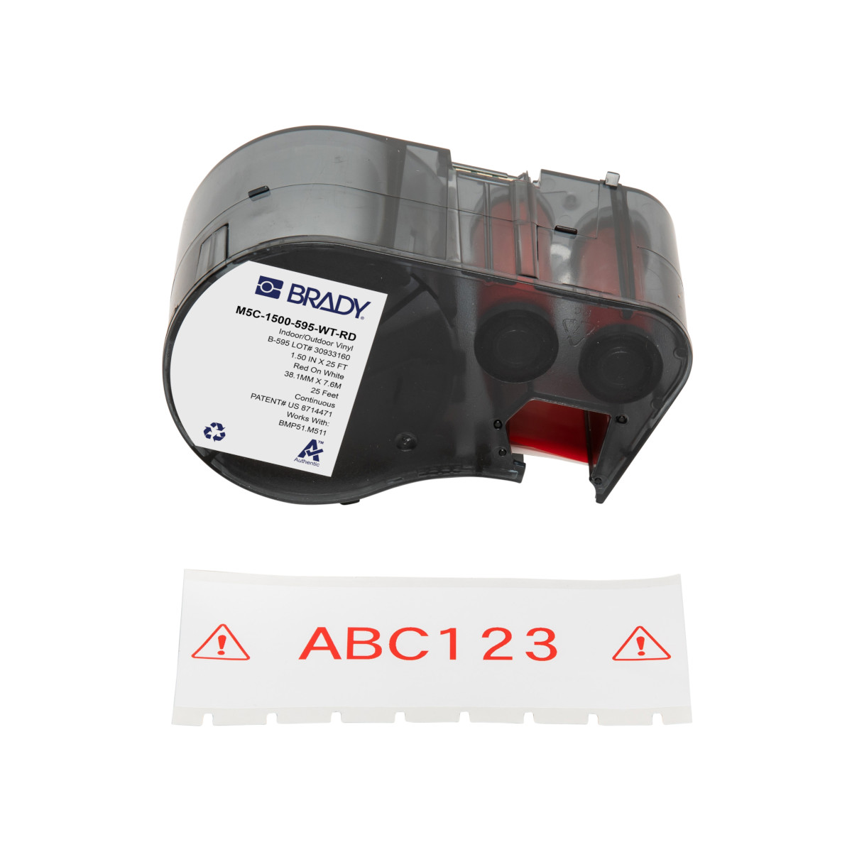 170945-M5C-1500-595-WT-RD Tape voor de M510/BMP51/M511 labelprinter