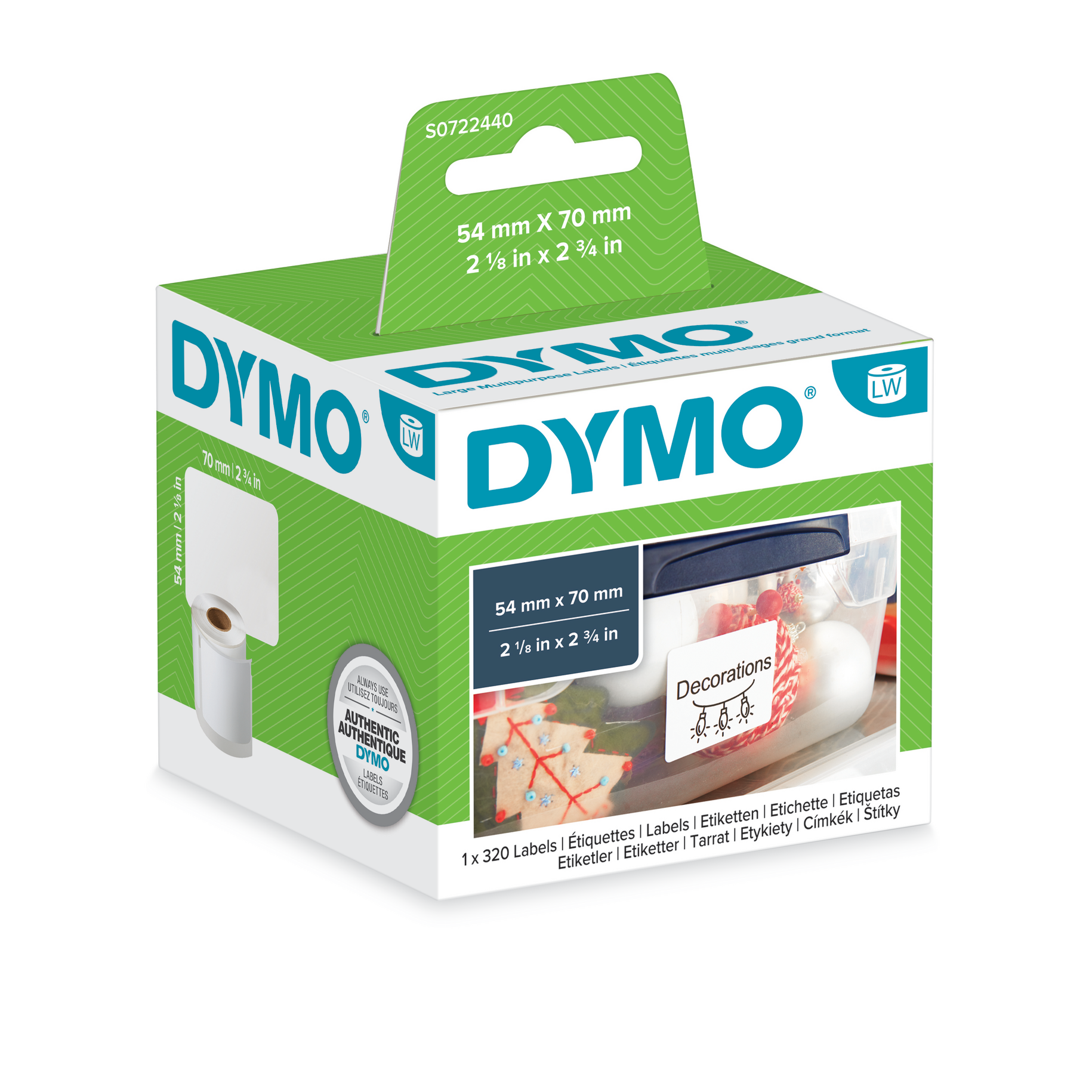 Dymo S0722440 / 99015 54x70mm Grote multifunctionele etiketten