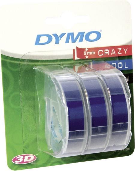 Dymo 3D reliëftape, wit op blauw, 9mm x 3 m, verpakking van 3 rol - EOL