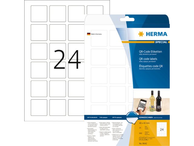 9642 etiket herma 9642 40x40mm a4 600st wit
