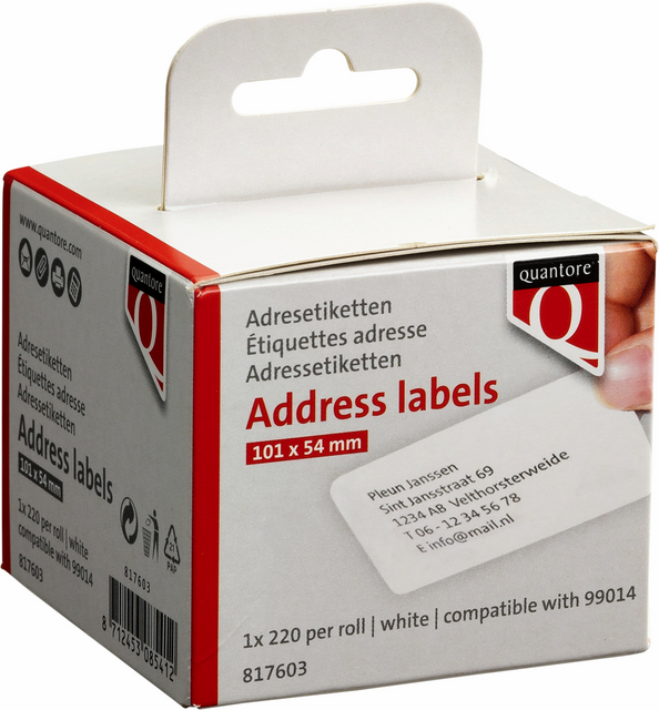 Label Etiket QUANTORE huismerk 99014 54MMX101MM BADGE WIT