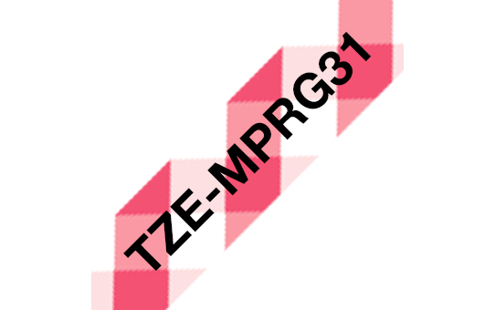 Brother TZe-MPRG31 labeltape, zwart op rode ruit, 12mm, 4m