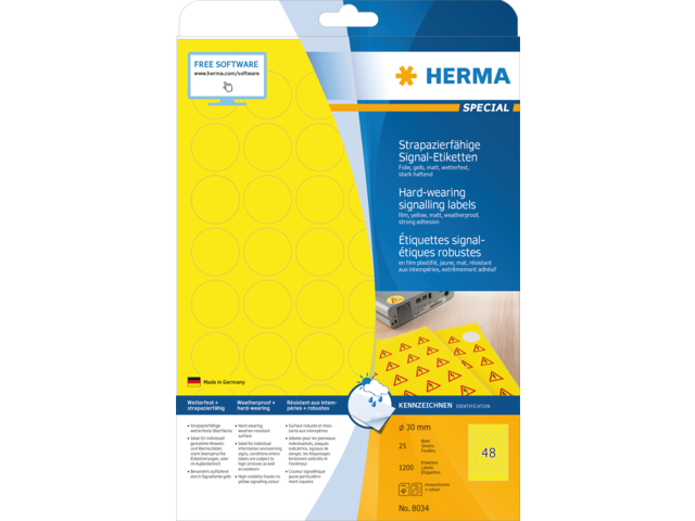 8034 etiket herma 8034 30mm 1200st geel