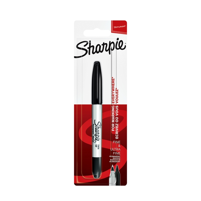 Sharpie Twin Tip permanente marker Zwart Fijne punt, per stuk