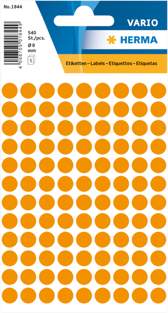 Etiket HERMA 1844 ROND 8MM fluorescerend oranje 540 stuks
