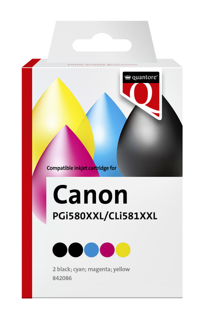 Ink cartridge Quantore alternative tbv Canon PGI-580XXL CLI-581XXL 2x black + 3 colors Ink cartridge Quantore alternative tbv Canon PGI-580XXL CLI-581XXL 2x black + 3 colors