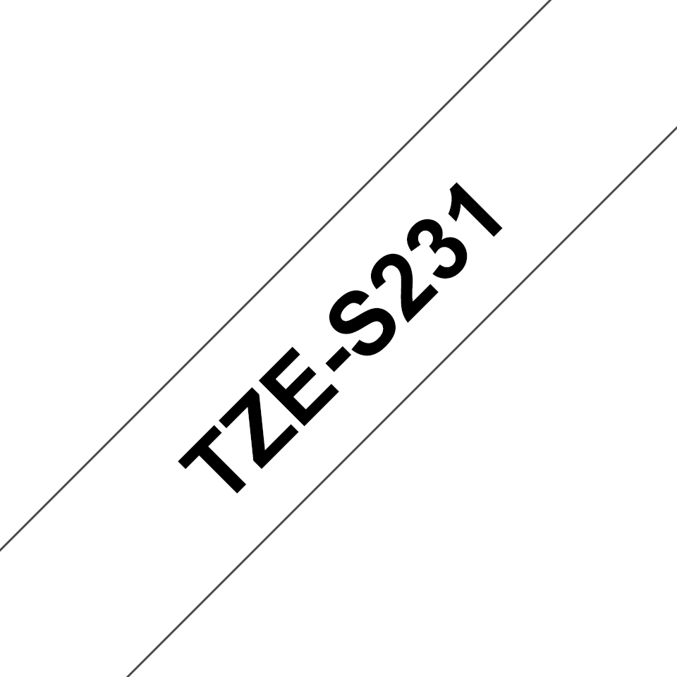 TZe-S231 12mm Zwart op Wit - sterk klevend