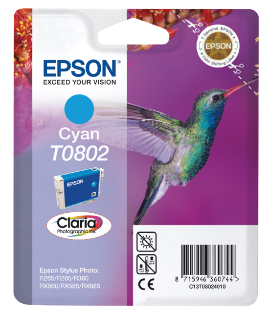 Inktcartridge Epson T0802 blauw Inktcartridge Epson T0802 blauw
