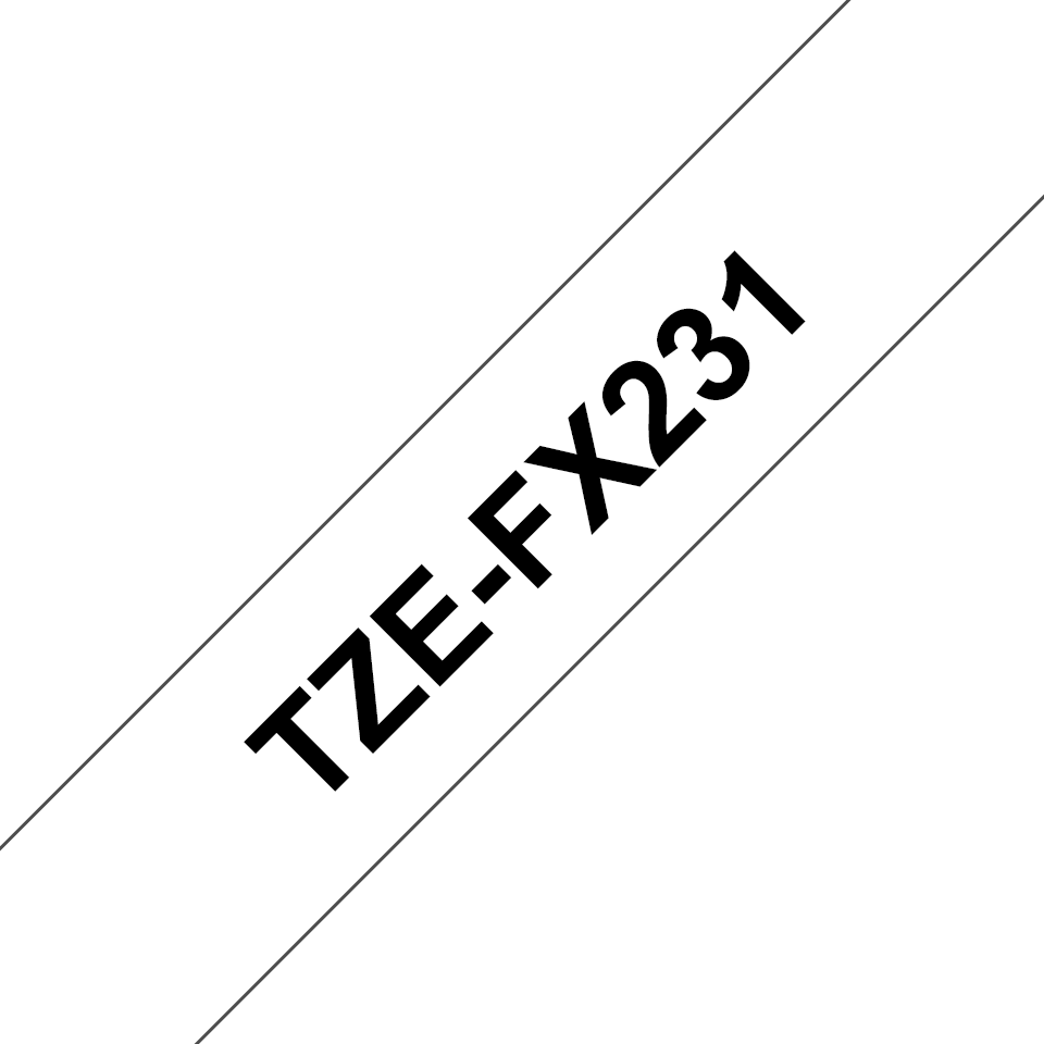 TZe-FX231 12mm Zwart op Wit - flexibel