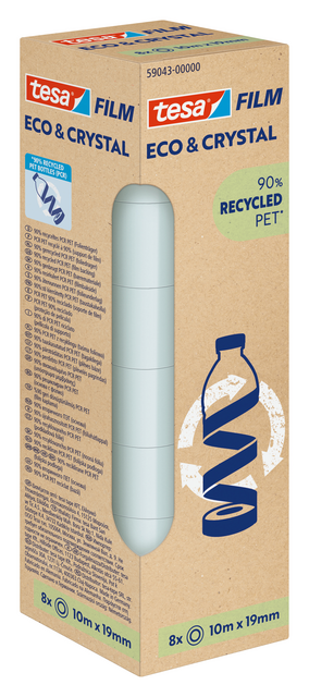 Plakband Tesa eco&crystal 59043 19mmx10m transparant 8 rollen Plakband Tesa eco&crystal 59043 19mmx10m transparant 8 rollen