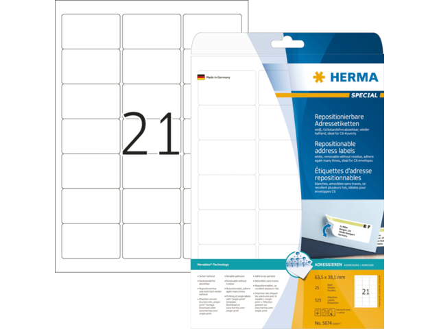 5074 etiket herma 5074 special 63.5x38.1mm 525st