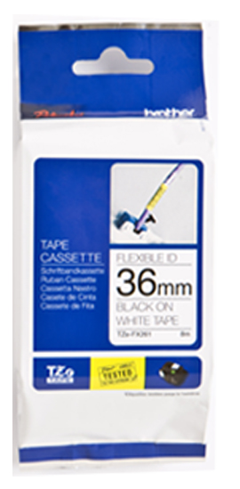TZe-FX261 36mm zwart op wit - flexibel