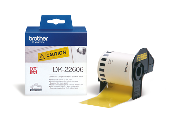 DK-22606 Doorlopende duurzame film 62mm x 15,24m - geel - zelfklevend DK-22606 Doorlopende duurzame film 62mm x 15,24m - geel - zelfklevend