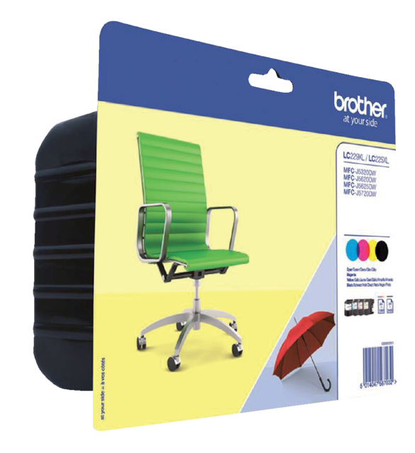 Inktcartridge Brother LC-229XLVALBP zwart + 3 kleuren Inktcartridge Brother LC-229XLVALBP zwart + 3 kleuren