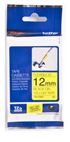 TZe-FX631 12mm Zwart op Geel - flexibel